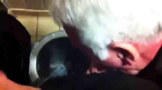 White head grandpa quicky in restroom