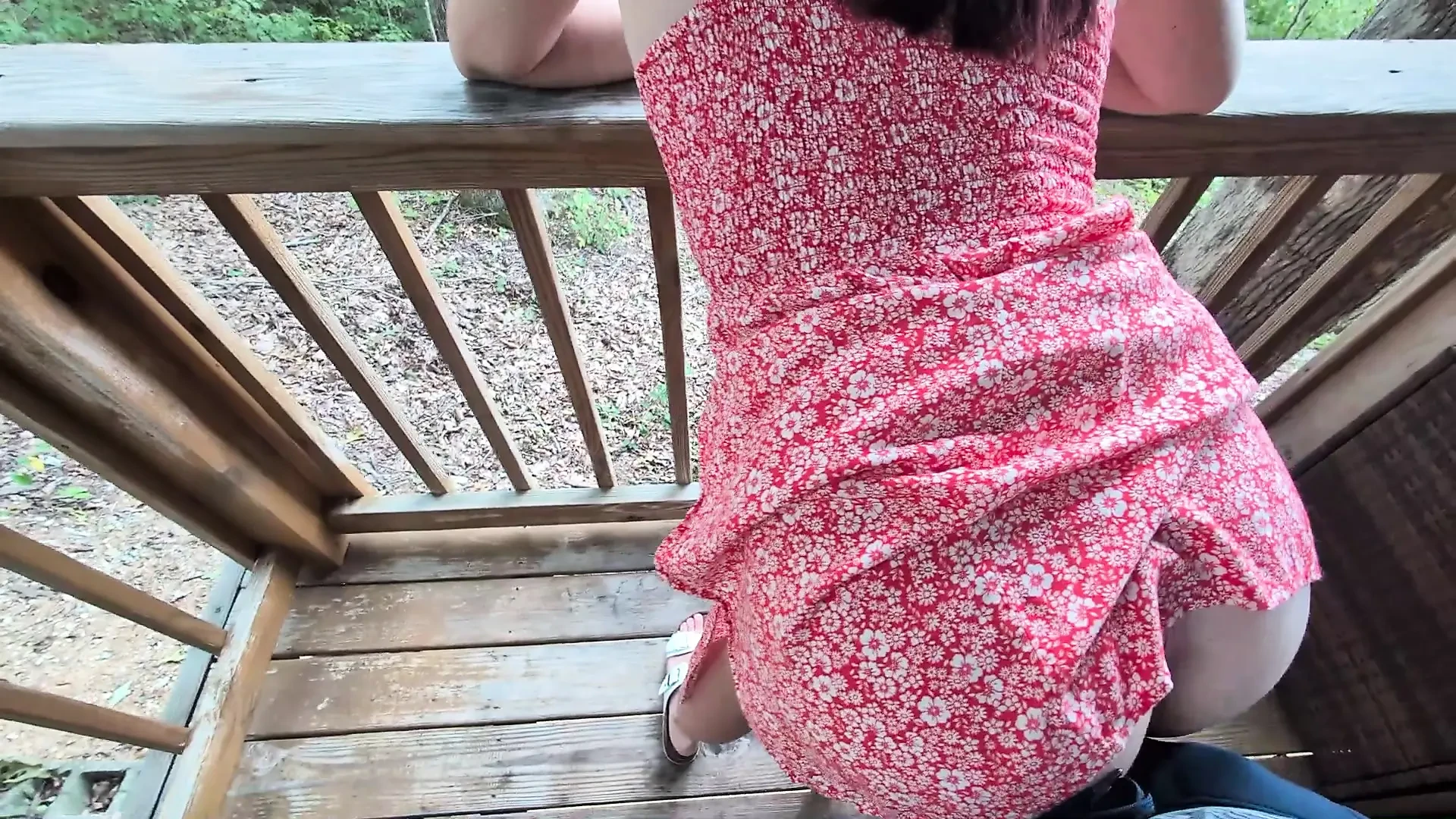POV lap dance from redhead in summer dress