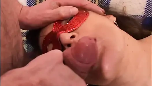 Hot Busty Masked MILF with Hairy Pussy Fucked and Cummed in Mouth by Huge Amateur Cock