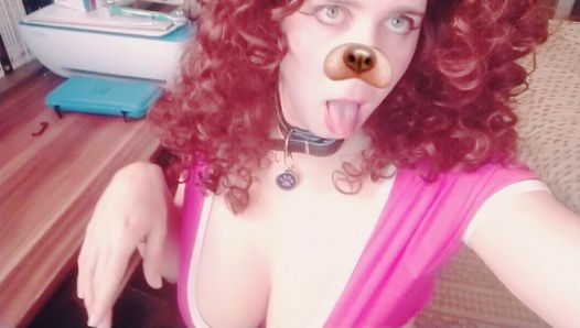 Horny sissy puppy wants bowl of cock milk