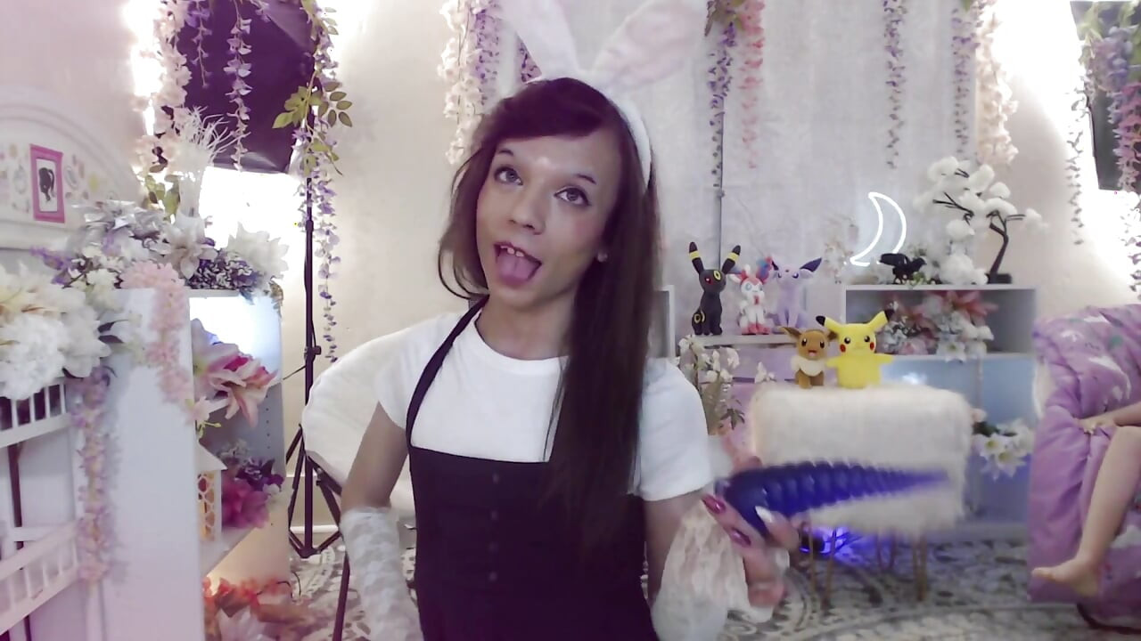 Bunny Femboy Maid Gapes Her Tight Booty with Monster Toy!!