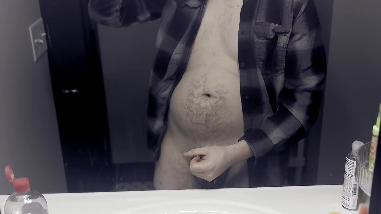 Hiding in the Bathroom - HOT Male Masturbation & HUGE Cumshot