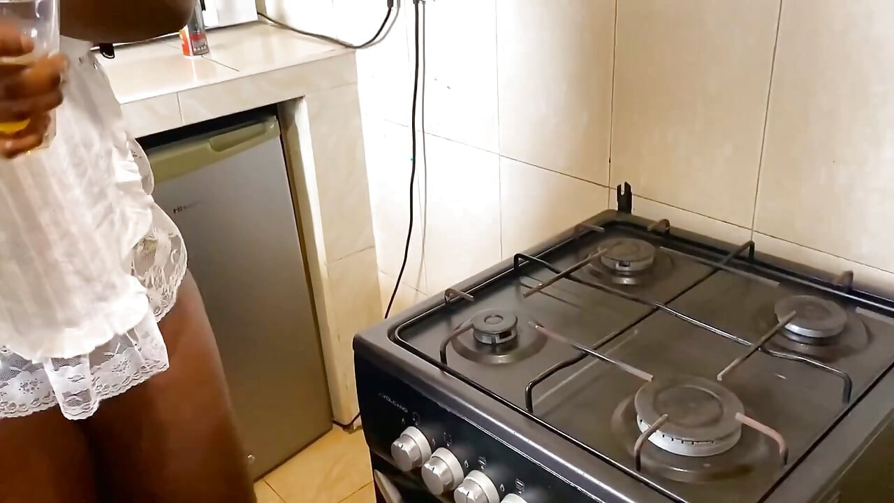 Sexy Maid in the Kitchen Trying to Seduce Her Boss