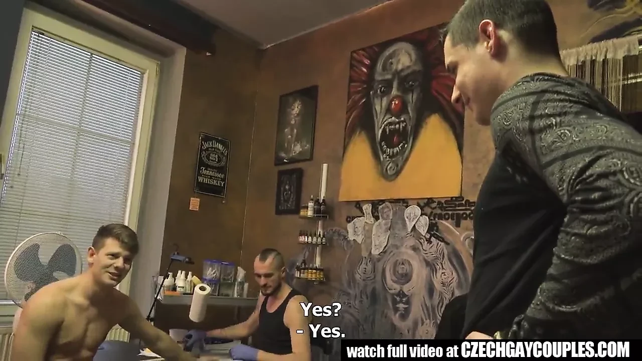 Wild sex in a tattoo studio
