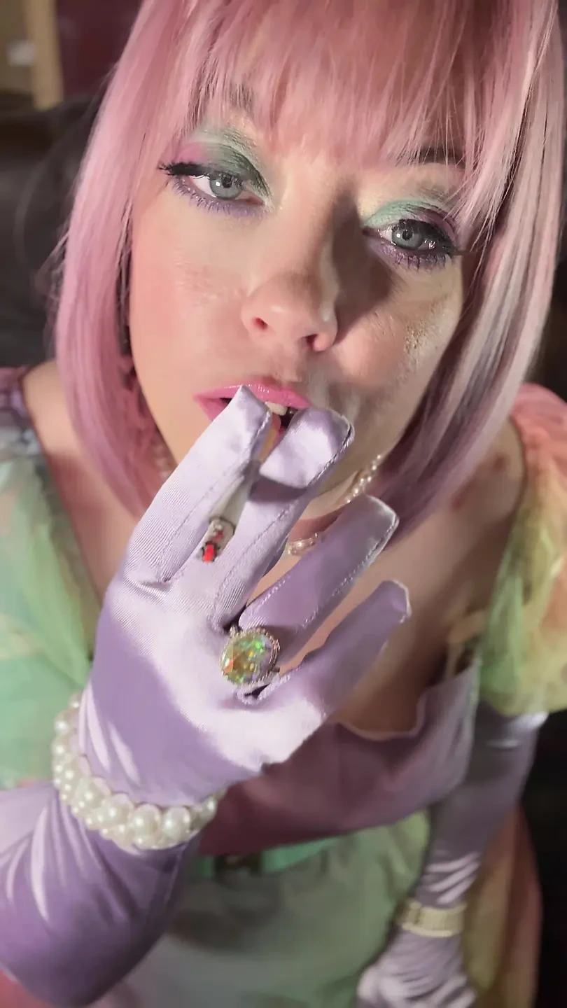A Cute Princess Named Tina Snua Wants To Find Her Smoke Slave – I Smoke 1 Cork 100 Cigarette With Satin Gloves – Smoking