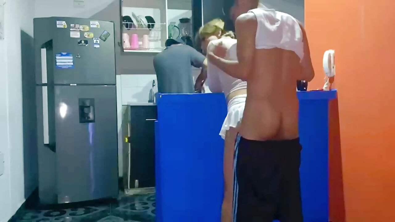 Femboy Gets Fucked Behind Her Boyfriend's Back in the Kitchen