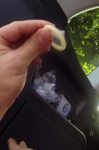 Blonde pierced woman likes sex in car,but on the commonplace - POV video