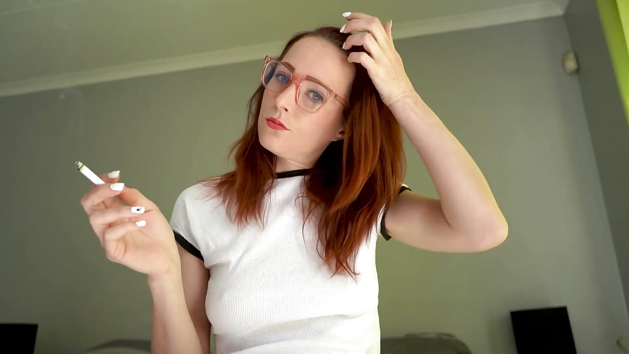 Hot Girl Smoking in Tight White Top