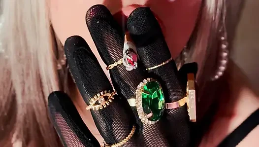 Nylon British Mature Tina Snua Smoking A Cigarette In Nylon Elbow Gloves & Jewellery - Smoker OMI OME Snap Inhale Drifting