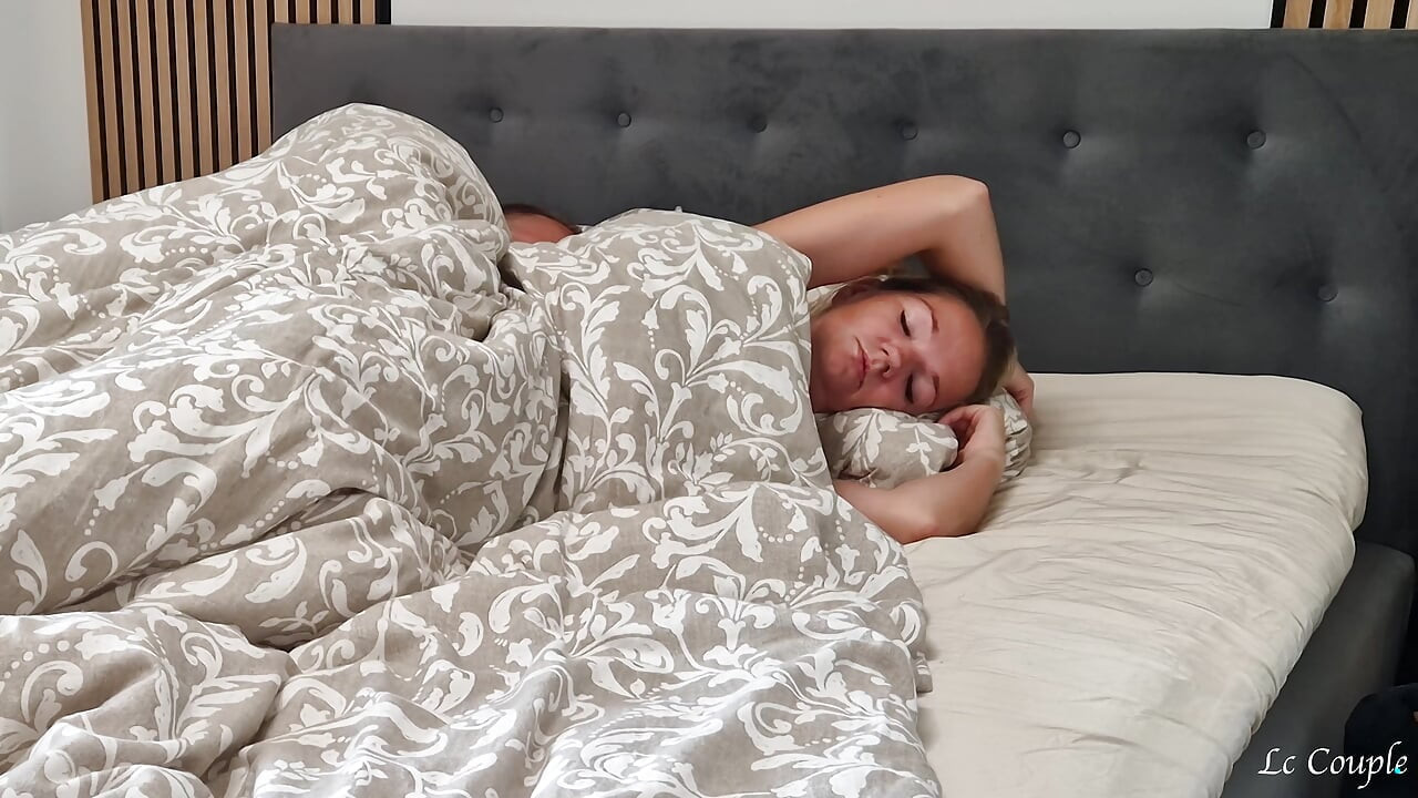 Husband slides his morning hard cock into wife's wet and slippery pussy