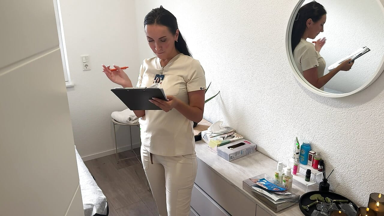 Client Strokes His Cock While Getting a Massage - Masseuse Joins In