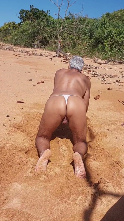 Ladysilva crossdress what a hot slut in panties on the beach | Clip 3