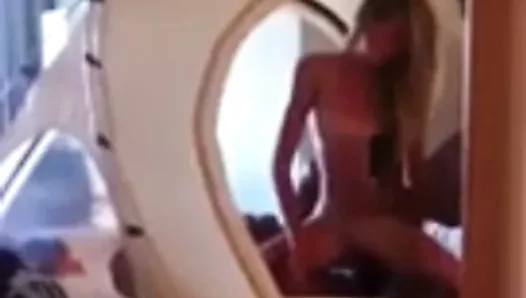 Amateur blonde films herself in mirror riding cock