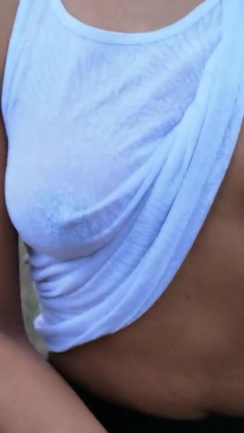 Without a bra my hard nipples are free | Clip 1