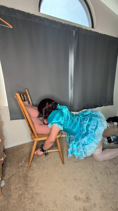 Sissy Maid Gets Her Collar Locked to Her Doll's Cock!