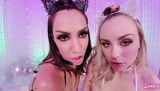 Naughty Double Sloppy Blowjob From Hime and Anna