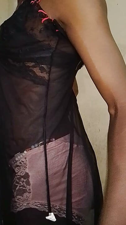 Sissy Ebony looking Sexy in lingerie
