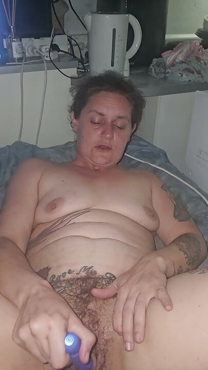 Daddy watches me play with my hairy pussy