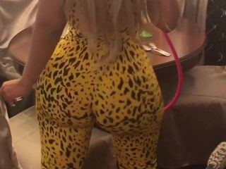Brazilian bubble butt shaking her ass while smoking hookah