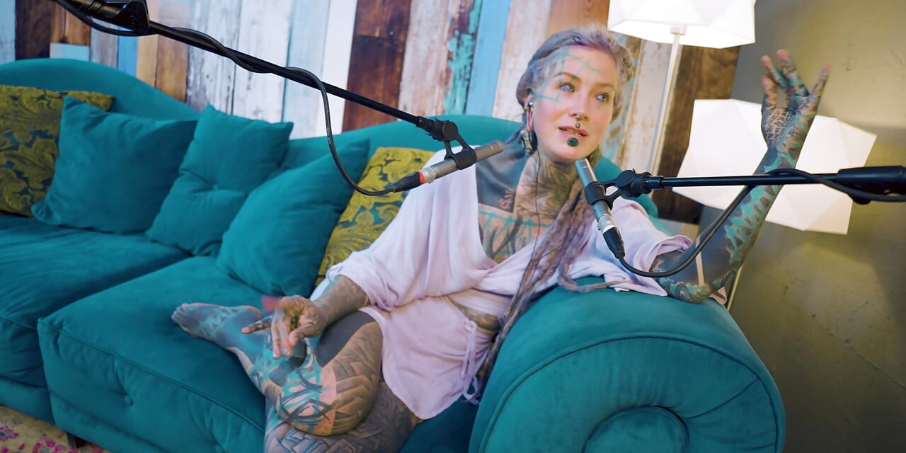 I talk about A - authentic - ASMR - Podcast - Talking - tattoo girl model goth punk dreadlocks