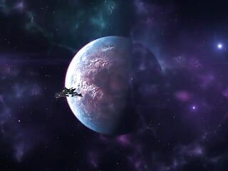 Buitenaardse seks in een ruimteschip. Vrouwelijke groene alien wordt geneukt door een groot monster