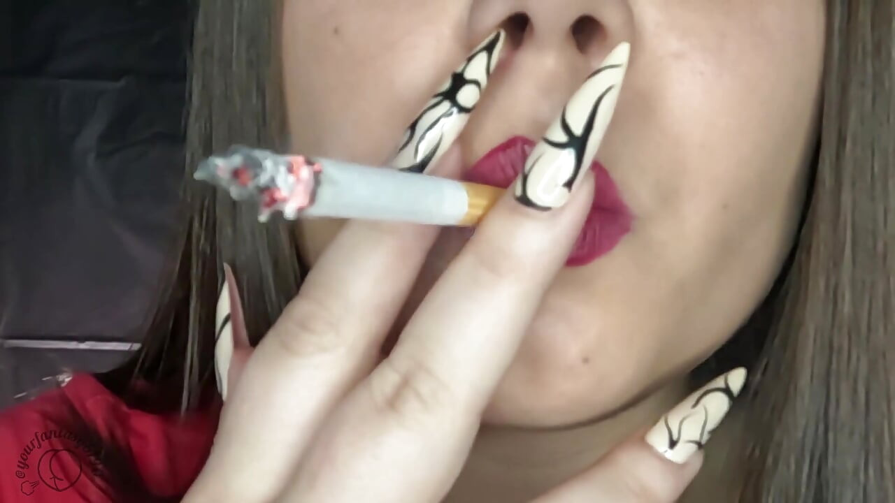 Red Lipstick Smoking Big Puffy Cigarettes