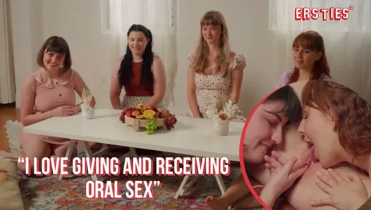 Tetas - cuarteto de lesbianas disfruta del sexo oral caliente
