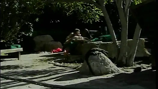 Классической милфе-блондинке жестко засадили на улице