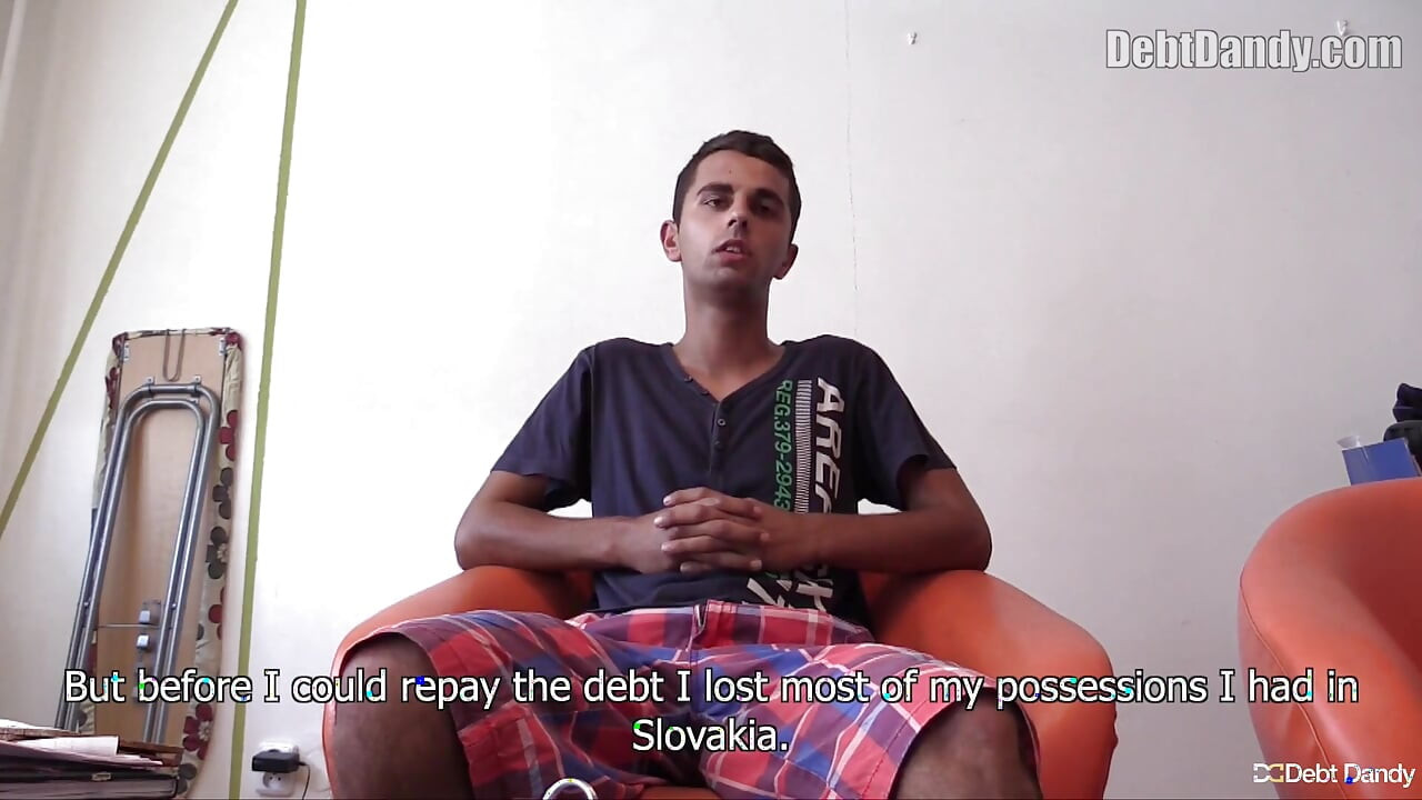 Debt Dandy Lures a Slovakian Guy Indoors for Cash in a Bareback Reality Porn Sex Session