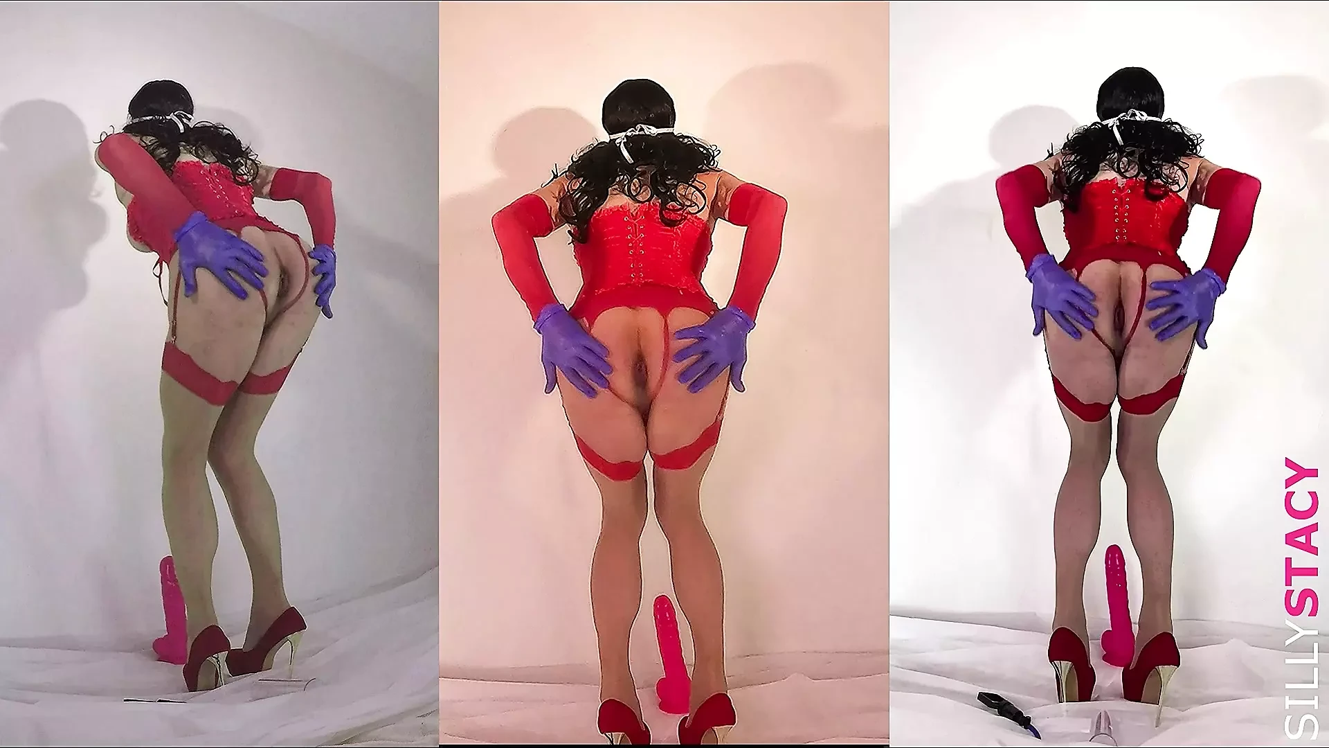 Sissy Stacy Hard Anal Play with Huge Pink Toy After Pump Her Ass