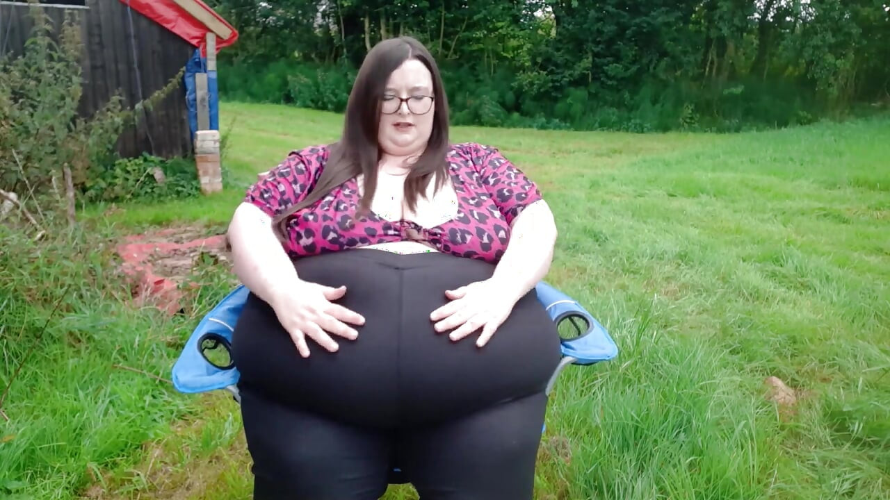 SSBBW outdoor belly play and walking