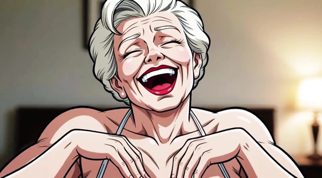 Ai Old Women in Bedroom Teasing and Flashing Tits