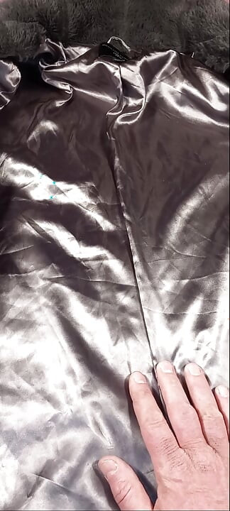 Fucking the shiny lining of a fake fur ladycoat