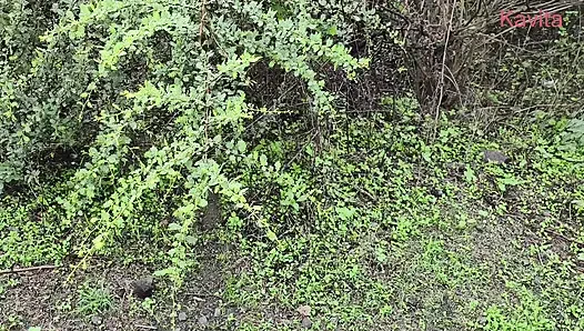 Desi Indian Marathi Kavita bhabhi ( Vahini ) fuck outdoor in jungle in doggy style with blue sexy dress and dirty blowjob