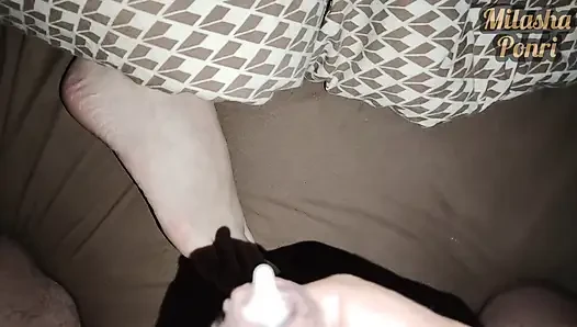 Secret footjob! Lots of cum and hot cumshot