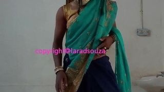 Indische sexy travestiet Lara D&#39;souza in Saree deel 2