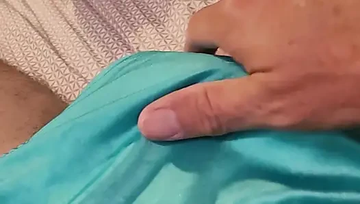 Sissy cums in his new satin panties.