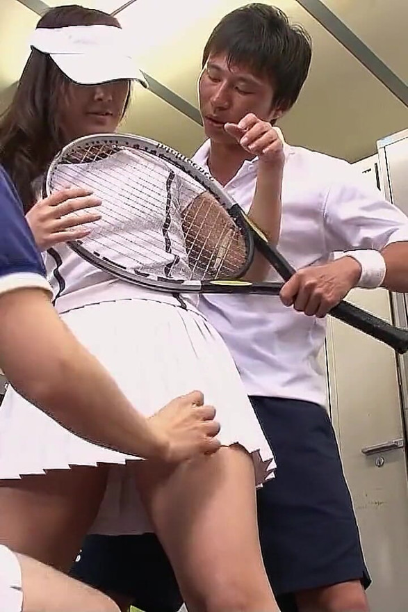 Uncensored JAV Double Creampie Sex for Skinny Teen at MMF 3some at Tennis Lesson