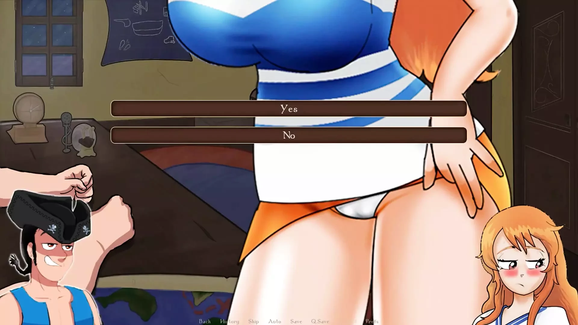 One Piece - пиратский тренер, часть 5 возбужденные трусики Нами от LoveskySanx, Монтаж