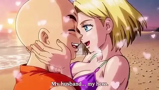 Android 18 ve Krillin plaj evi tutkusu - romantik 3 boyutlu anime