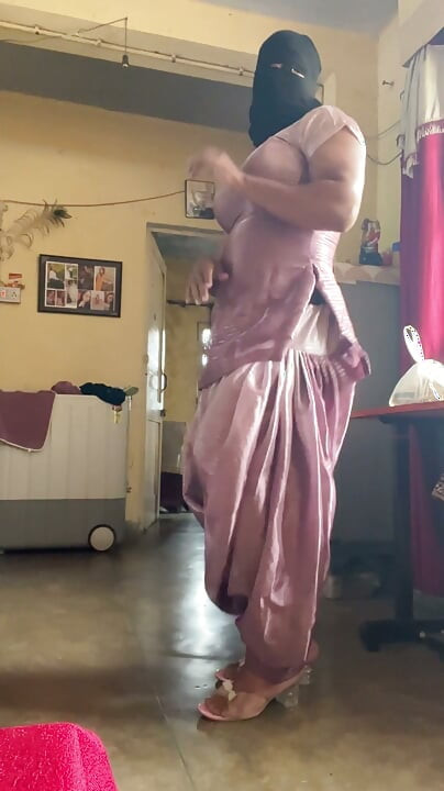 shiny silky satin suit salwar cross dresser indian bhabhi big tits