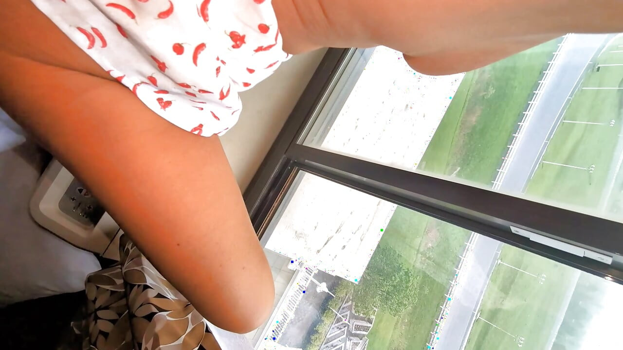 Nympho cheating wife fucked in front of hotel windows-needs to grind on dick and cum after being creampied