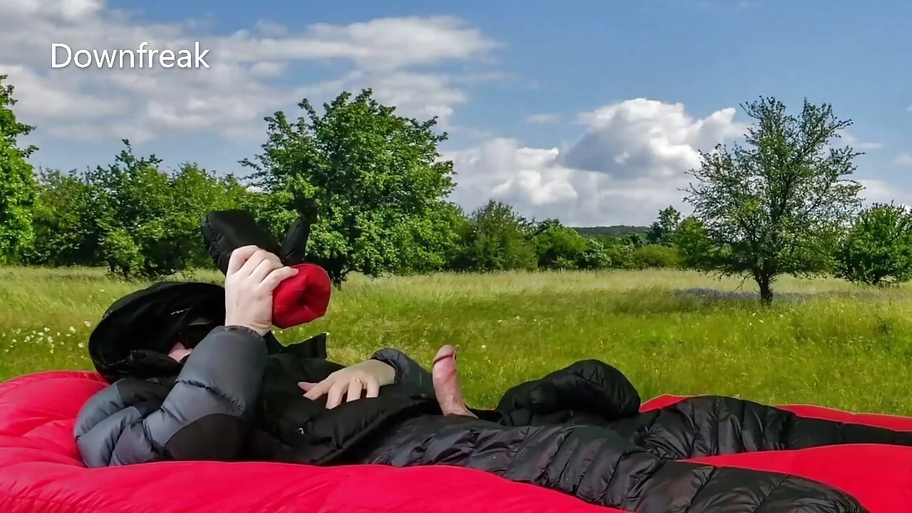Just an Outdoors Down Mittens Self Handjob Video