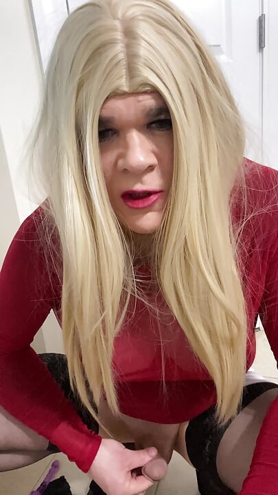 Shemale amateur stands up and shows off talking dirty  and showing off clit cock and ass