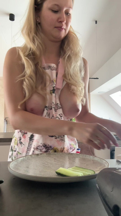 Decided to make breakfast wearing nothing but my favorite apron because being naked feels better