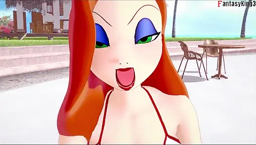 Jessica Rabbit nyepong kontol di kolam renang umum