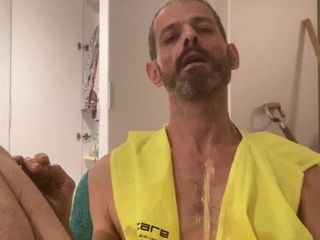 PISSING ON MY YELLOW WORKER JACKET