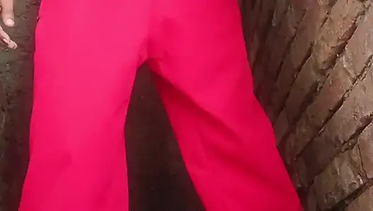 The native boy drained the water from his penis