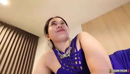 Johntronx - Lovely Babe in an Evening Dress and High Heels Gets Creampied