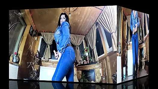Tight Jeans Cameltoe JOI, Gold Thong Wedgies and Wet Spit Dildo Worship